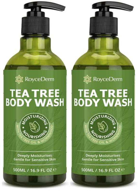 Roycederm Antifungal Body Wash & Soap with Tea Tree Oil - 2 Pack Tinea Versicolor Body Wash for Back Acne, Folliculitis, For Jock Itch, Athletes Foot, Body Odor, Ringworm - 2 Pack
