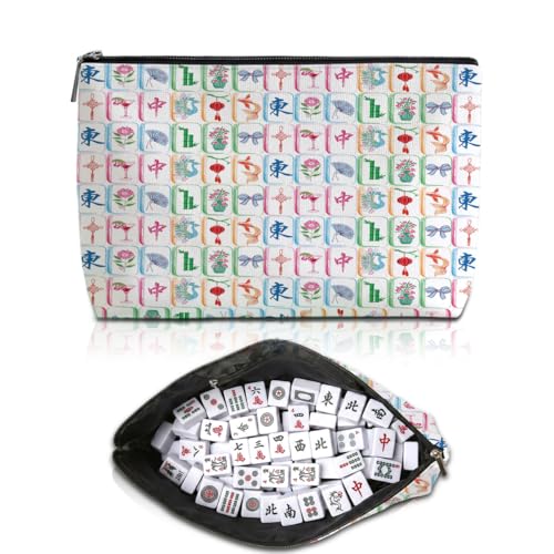 American Mahjong Tile Bag with Zipper - Canvas Storage Case
