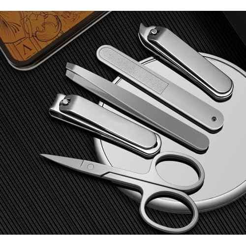 Konovo 5-Piece Nail Clippers Set, Stainless Steel Manicure Set, Travel Nail Grooming Kit for Men & Women, Toenail & Fingernail Clippers