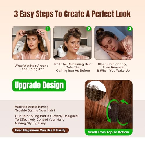 Satin Heatless Hair Curlers Overnight - 3 Pcs Soft Flexi Rods with Gel Hooks