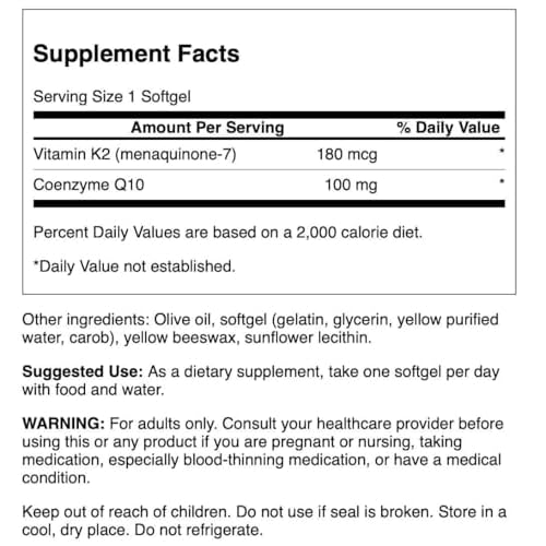 Swanson Coq10 + Vitamin K2 60 Sgels