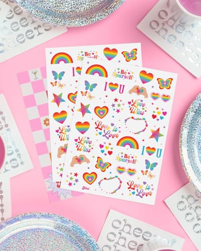xo, Fetti Pride Rainbow Temporary Tattoos - 60 Pack