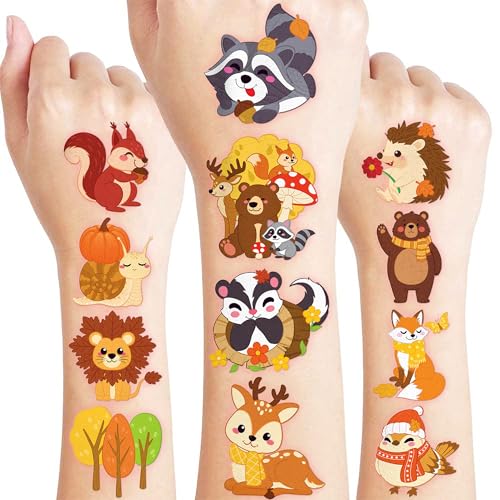 96 PCS Woodland Animal Temporary Tattoos for Kids