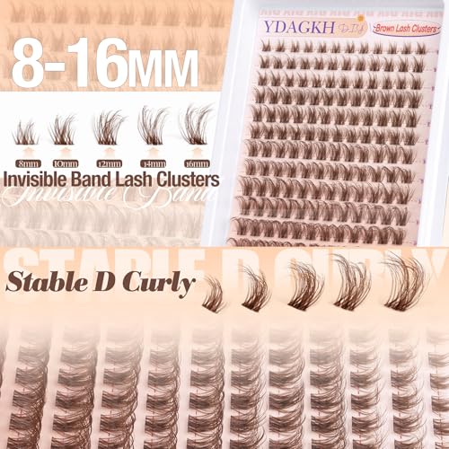 YDAGKH Brown Lash Clusters Natural Eyelash Extensions - Version 01 8-16mm Wispy D Curl