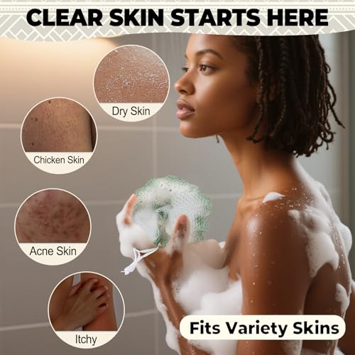 African Net Sponge 4-Pack - 42 Inch Exfoliating Bath Sponges