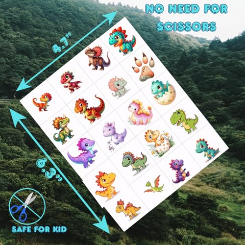 100PCS Dinosaur Temporary Tattoos Kids Party Favors & Decorations