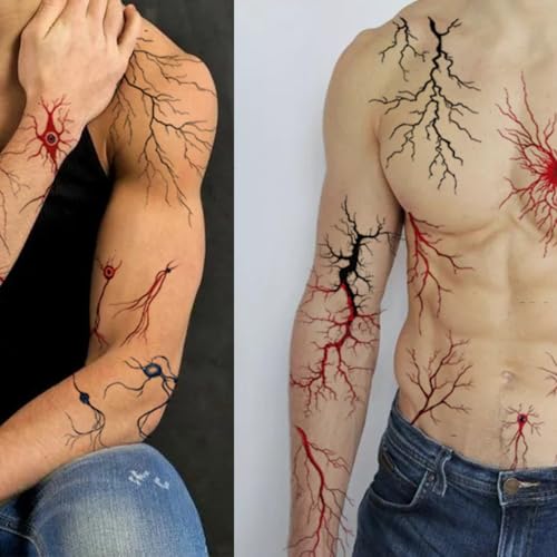 10 Sheets Temporary Tattoos Fake Bloody Wound Lightning Design