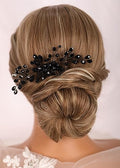 Black Rhinestone Hair Comb - Handmade Crystal Wedding Accessory
