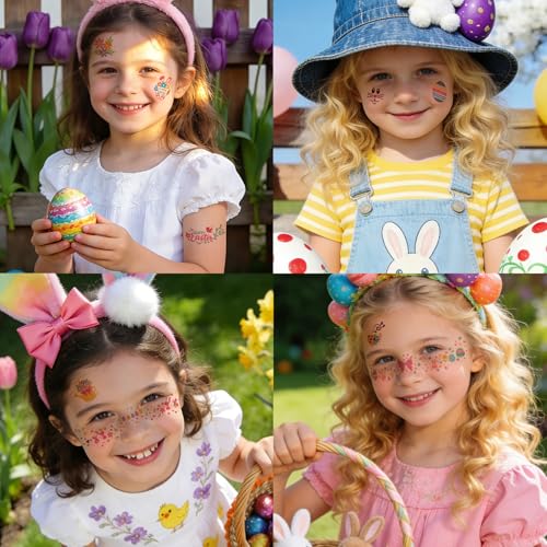 Easter Glitter Eye Tattoos & Face Stickers, 28 Designs