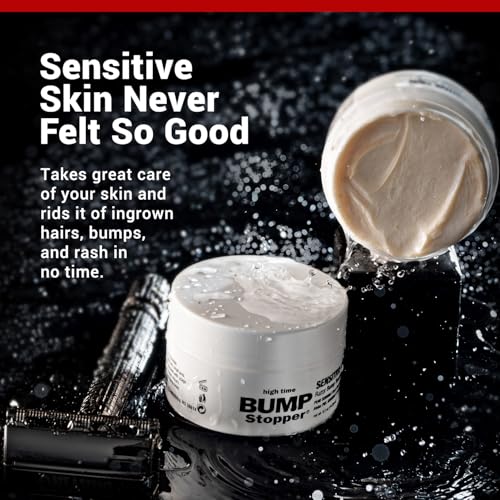 High Time Bump Stopper Sensitive Ingrown Hair Cream | Aftershave Lotion for Men and Women | Razor Bump Balm | 0.5 OZ (6 Pack)