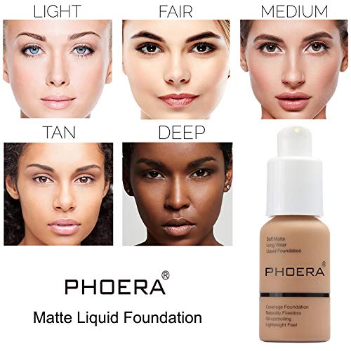 2 Pack PHOERA Foundation, 24HR Matte Oil Control Concealer, Full Coverage Foundation for Women Makeup.(104# Buff Beige)