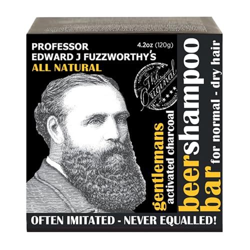 Professor Fuzzworthy's Gentlemans Activated Charcoal & Beer Hair SHAMPOO Bar for Men - All Natural for Normal, Dry, Oily Hair - 4.2 oz