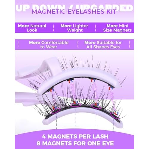 JIMIRE Magnetic Eyelashes Natural Look Wispy Magnetic Lashes with Applicator Cat Eye False Eyelashes with Magnets No Glue Needed Manga Lashes