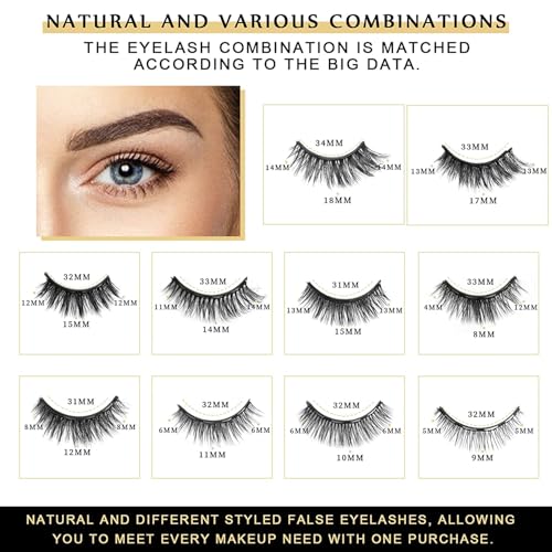 Magnetic Eyelashes - 10 Pairs with Eyeliner & Tweezer
