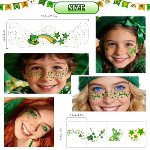 28 PCS St Patrick's Day Glitter Face Tattoos Kit