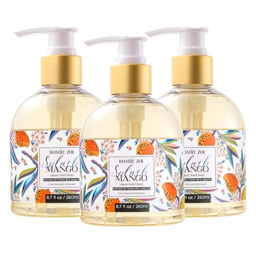 ROMIIE ZOI Liquid Hand Soap with Gift Box - Pure Nature's Embrace - Splash Mango - 260ml/ 8.7 fl.oz (Pack of 3)