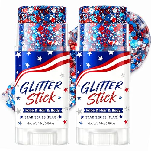 4th of July Glitter Hair & Body Glitter for Face Makeup - Red, White & Blue