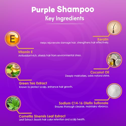 Purple Shampoo for Blondes & Gray Hair - Sulfate Free, 16 oz