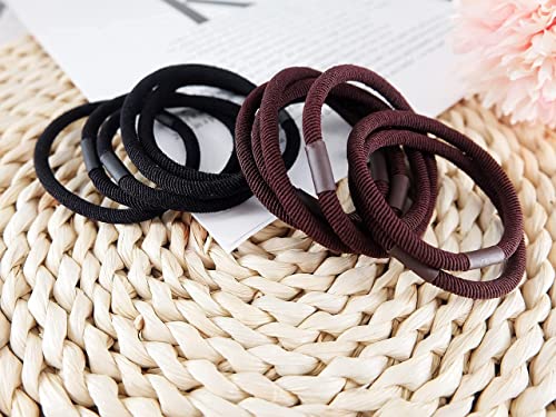 WDGROW Large Hair Ties for Men and Women,Bracelets,No Damage, Ponytail Holders for Thick Hair (black brown)