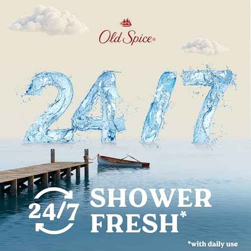 Old Spice Cleansing Body Wash for Men, 24/7 Shower Fresh with Lasting Scent, Moisturize & Renew, Gentle on Skin, Vitamin B3, Shore with Clean Cotton & Jasmine Scent, 18 oz