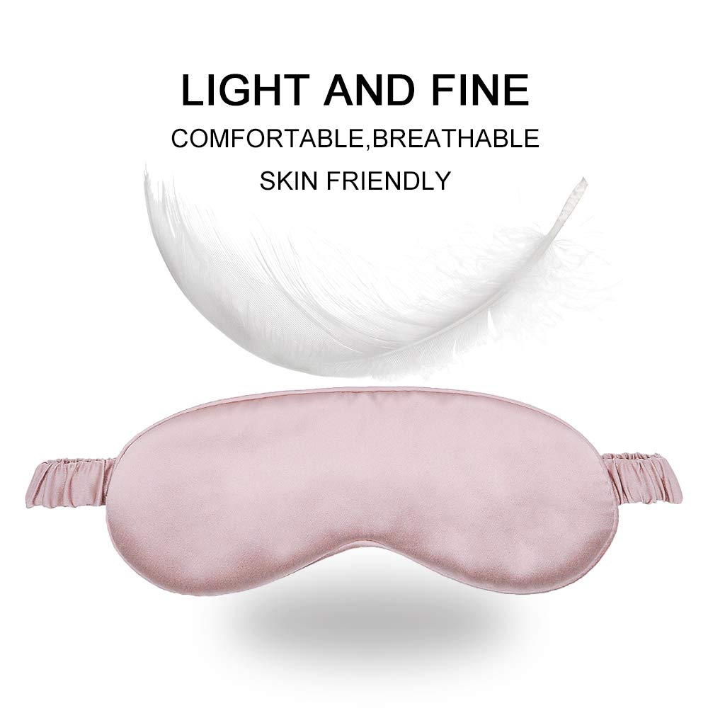 Silk Sleep Mask Eye Mask Blindfold with Double Layer Silk Filling and Elastic Strap for Full Night's Sleep, Travel and Nap, Eye Cover Eyeshade with Luxury Bag and Ear Plugs by OLESILK (Light Plum)