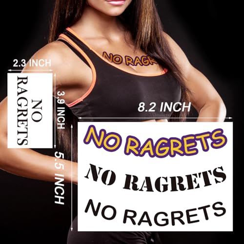 No Ragrets Temporary Tattoos - 6 Sheets Funny Fake Tattoos