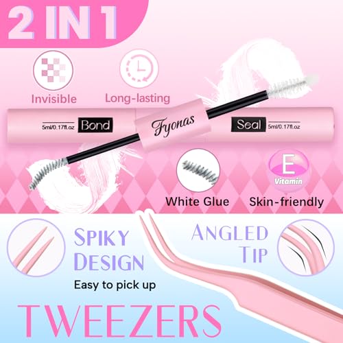 Fyonas Manga Eyelash Clusters Kit - 80 Pcs with Glue & Tweezers