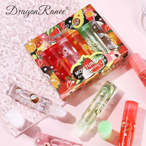 Moisturizing 6 Pcs Roll-on Lip Oil Set Fresh Lip Glaze Transparent Colorless Moisturizing Lip Lotion Hydrating Lip Oil Set for Lip Care (#4)