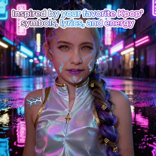 Glow-in-the-Dark K-pop Temporary Tattoos – Dark Fantasy Symbol Set