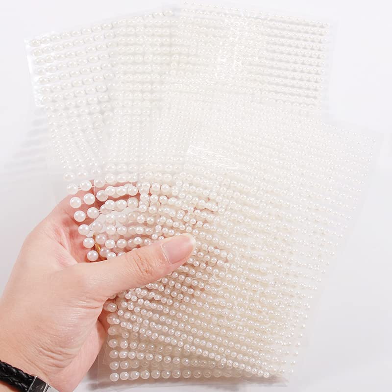 Pearl Rhinestone Stickers for Eyes, Face & Nails - 4 Sizes