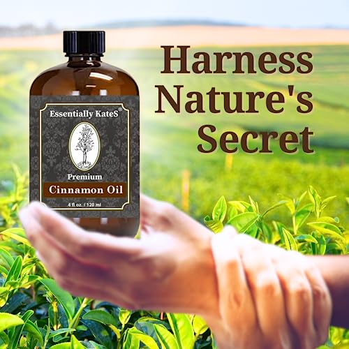 Essentially KateS Premium Cinnamon Oil 4 Fl Oz with Huge Dropper and Sprayer - 100% Pure, Natural & Therapeutic - Cleaning, DIY Soap, Diffuser, Aromatherapy, Garden and Kitchen - Indoor and Outdoor