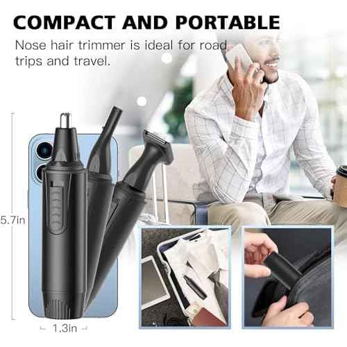 Nose Hair Trimmers for Men£¬Rechargeable Hair Trimmer 3 in 1 Painless Multifunctional Ear and Nose Hair Trimmer with IPX7 Waterproof Dual Edge Blades (Ink Black)