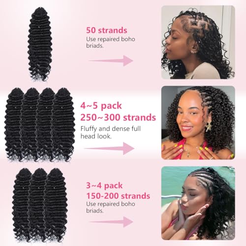 Feather Crochet Hair Extensions 14 Inch Deep Wave Synthetic