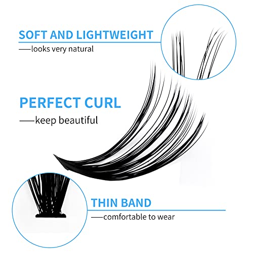 Natural Lash Clusters Eyelash Clusters 280 PCS D Curl Lash Clusters Eyelash Extensions Soft&Natural Individual Lashes Mink Cluster Lashes DIY At Home Lash Extension Clusters (30D/40D-D, 8-16mm)