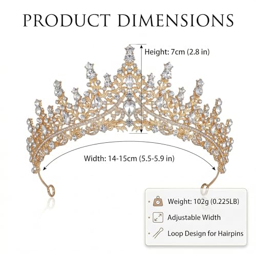 Kamirola Crystal Crown Tiara Headband for Women - Wedding & Party