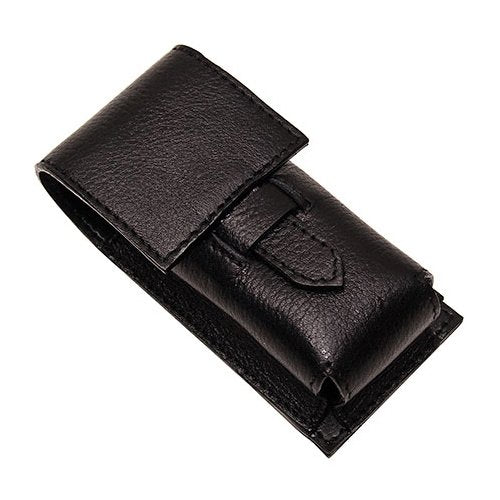 Parker Genuine Leather Shaving Brush Case ? Handmade Black Travel Holder for Standard Badger, Boar & Synthetic Brushes