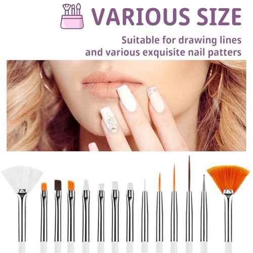 22 Pcs Nail Art Brushes Set with Resin Palette and Silicone Carving Pen,Professional Nail Art Tools Kit for DIY Gel Polish,Includes Dotting Tools and Nail Art Palette£¬white