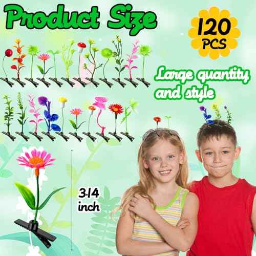 120 Pieces Bean Sprout Hair Clips,Funny Plant Hairpins,Mixed Style Flower Butterfly Mushroom Little Grass Barrette Hair Accessories for Women,Girls,Kids,Party