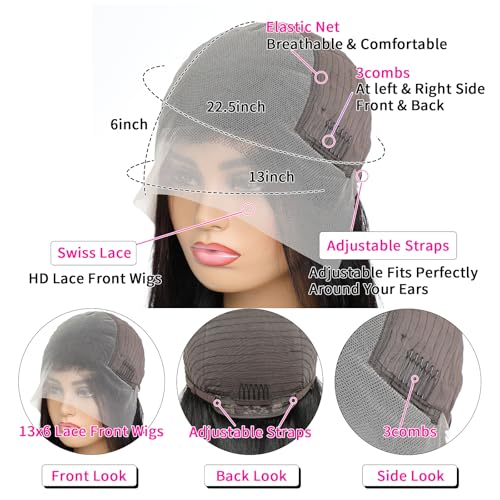 12 Inch Deep Wave Lace Front Wigs Human Hair 250 Density 13x6 HD Lace Frontal Wigs Human Hair Pre Plucked Deep Curly Glueless Wigs for Women