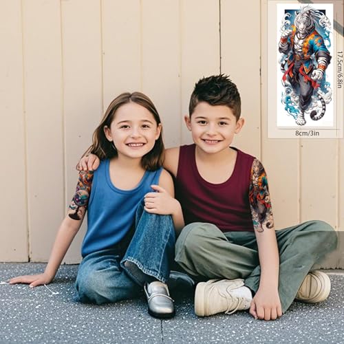 VERKSTAD 12 Sheet Half Sleeve Animal Temporary Tattoos for Kids