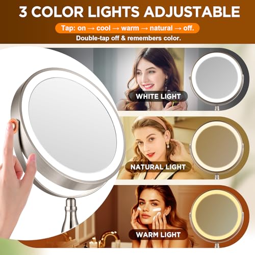 30X Magnifying Makeup Mirror with 3 Color Light & 5000mAh Battery