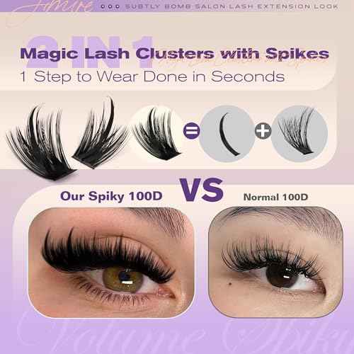 Manga Lash Clusters with Spikes Eyelash Clusters with Bottom Lashes 12-18MM Long Fairy Cluster Eyelash Extensions 264Pcs 150D Wispy Individual Lashes Extension DIY at Home by JIMIRE