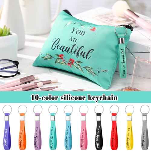 20 Pcs Christmas Thank You Gifts for Women Bulk 10 Christian Cosmetic Bag Keychain Appreciation Gift Favors
