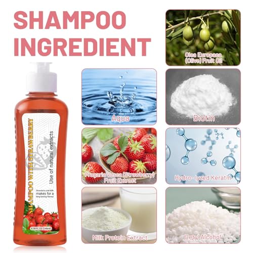 Vegan Strawberry & Milk Hair Shampoo & Conditioner Set - Nourishing 8.38 Fl Oz