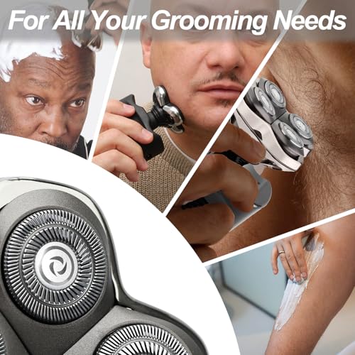3Pack Pro 4 Shaver Replacement Heads for Skulls Pitbulls Series Gold PRO, Silver PRO, Platinum PRO, Butterfly Kiss PRO Head Shavers, Floating 4 Heads for a Fast, Close and Smooth Shave.