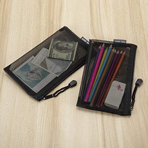 HRX Mesh Makeup Bags 6-Piece Set (A5 & A6) - Black