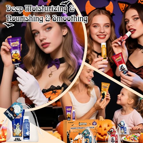 60 Pack Halloween Hand Cream & Lip Balm Set – Party Favors