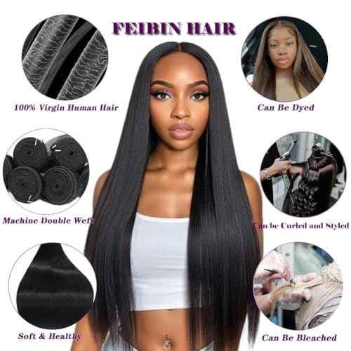 Straight Human Hair Bundles 18 20 22 Inch Trippy Hair Quick Weave 3 Bundles Human Hair 100% Unprocessed Raw Brazilian Virgin Hair Extensions for Black Women Natural Color