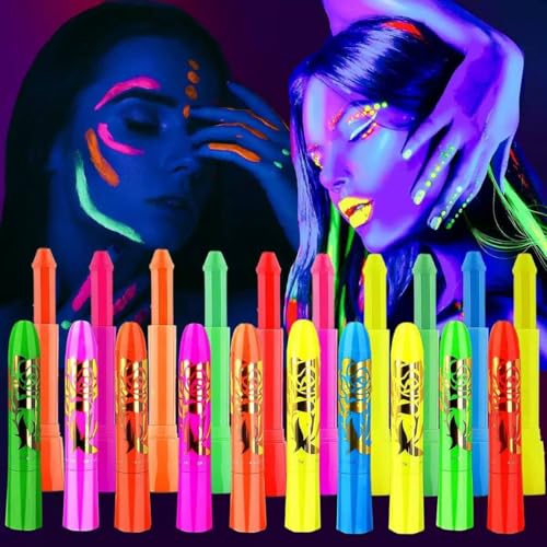 Neon Glow Face & Body Paint Kit - 10 Colors for UV Black Light