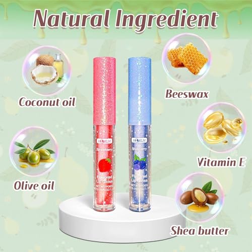 9-Pack Flavored Lip Gloss Set with Vitamin E & Natural Oils